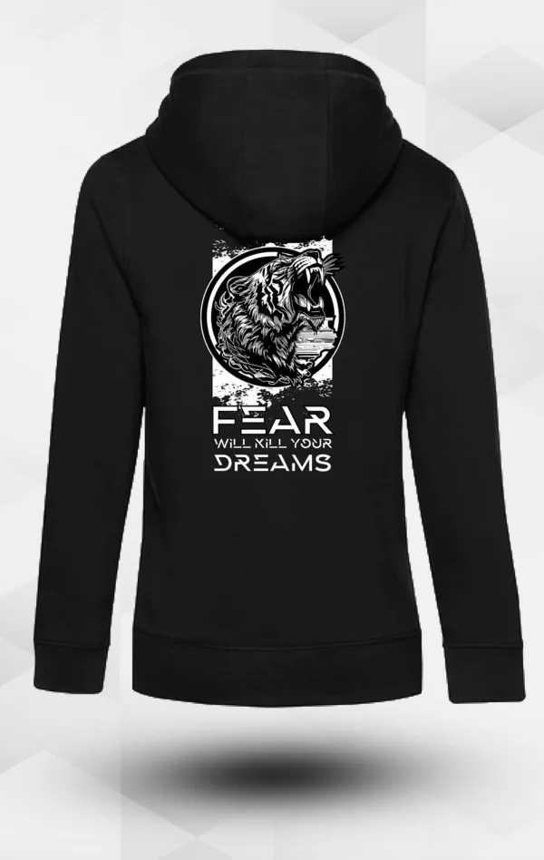 Frauen Kampfsport Hoodie - Fear will kill your dreams - Rückansicht