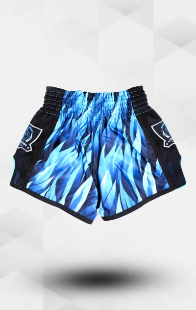 Muay Thai Shorts Blue Fire Rückansicht