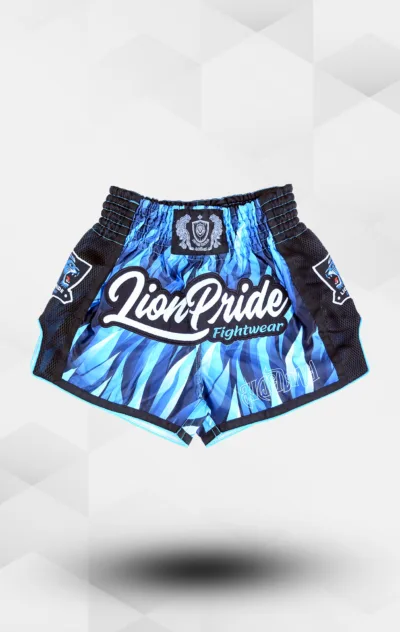 Muay Thai Shorts Blue Fire Frontansicht